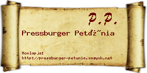 Pressburger Petúnia névjegykártya